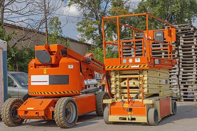 warehouse equipment in action - forklift in motion in Genoa NV